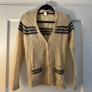 J. Crew Beige and Navy Striped Women's Sweater